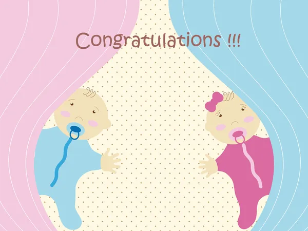 Baby shower - twins — Stock Vector