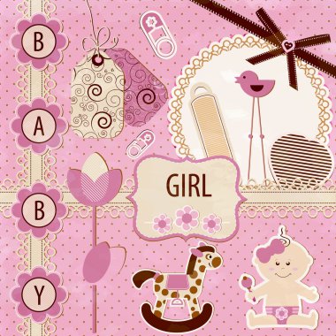 Scrapbook Baby girl Set clipart