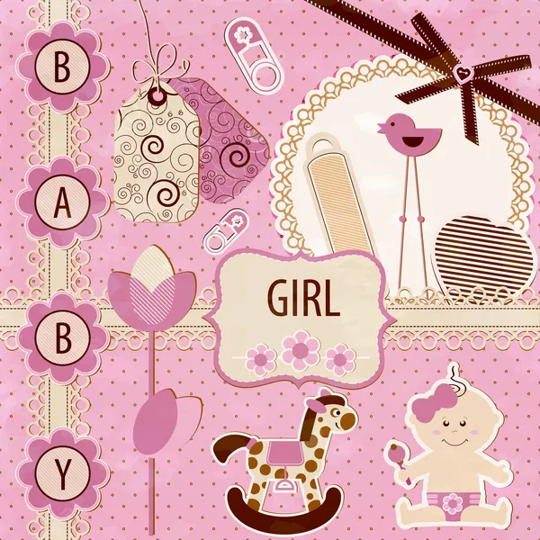 Скрапбук Baby Girl Set — стоковий вектор