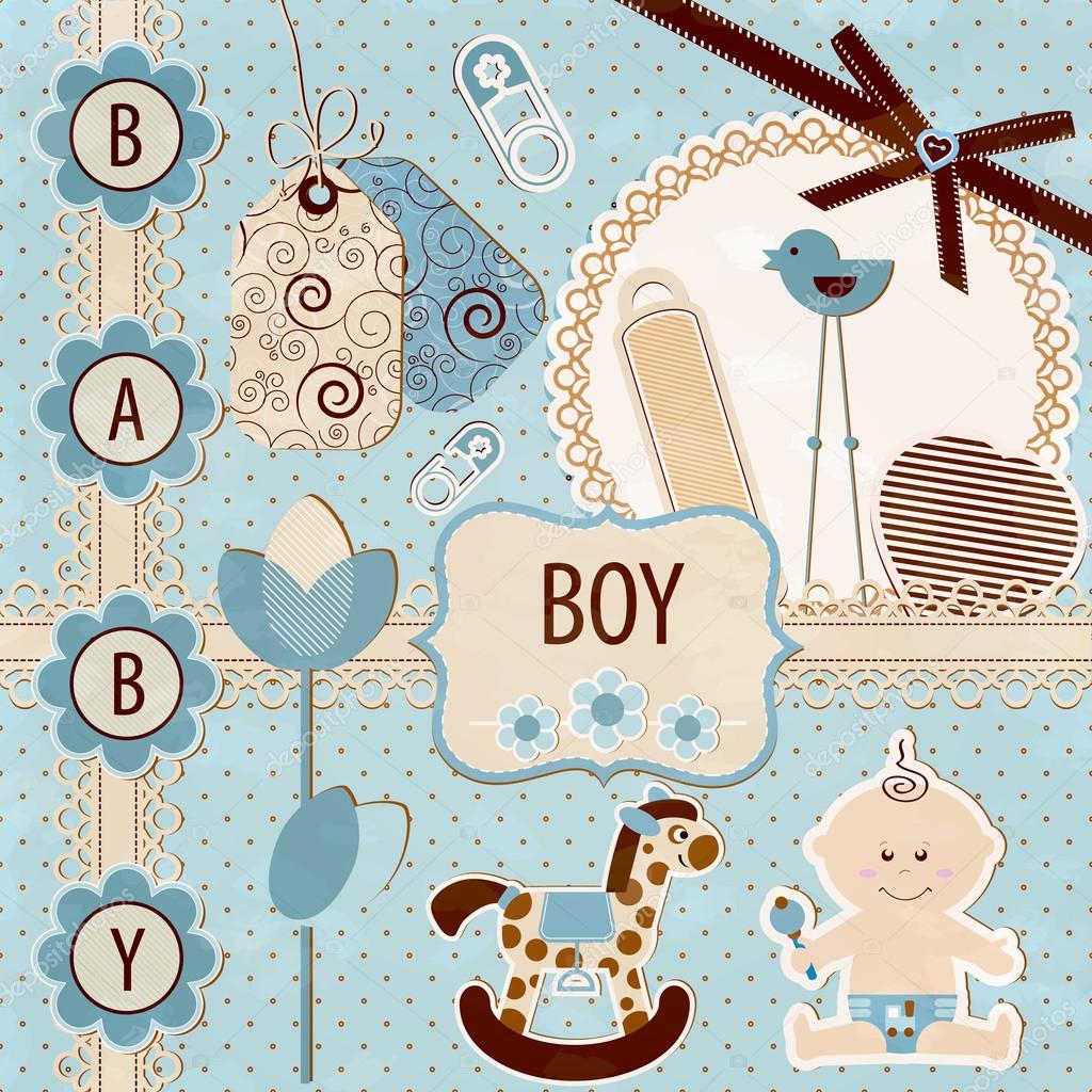 Conjunto de niño bebe scrapbook conjunto de niño bebé Scrapbook — Vector de stock