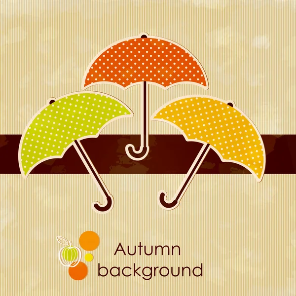 Herbst Hintergrund mit farbigen Regenschirmen — Stockvektor