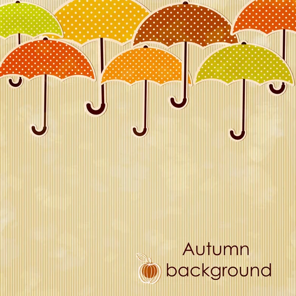 Herbst Hintergrund mit Regenschirmen — Stockvektor