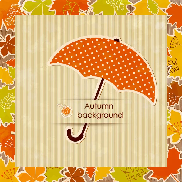 Autumn background with umbrella — Stock Vector