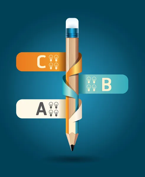 Modèle créatif avec bannière de ruban de crayon — Image vectorielle