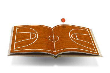 Basketbol sahası ile açık kitap
