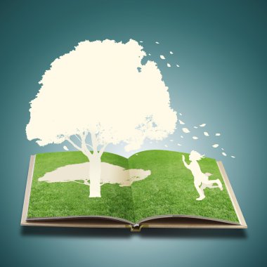 Kağıt çocuk oyun çim kitap kes.