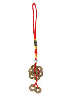 Beyaz arka plan üzerinde izole şans Çin paraları. Feng shui s