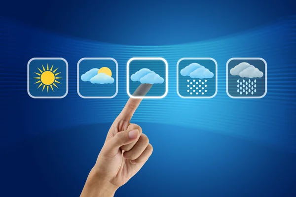 Finger pushing Weather icon — Stock Photo, Image