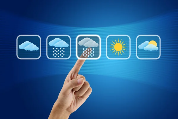 Finger pushing Weather icon — Stock Photo, Image