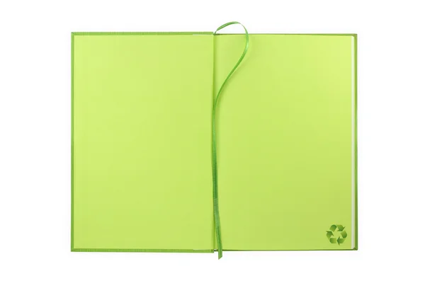 Libro abierto verde reciclador — Foto de Stock
