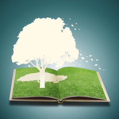 Kağıt ağaç çim kitap kes.