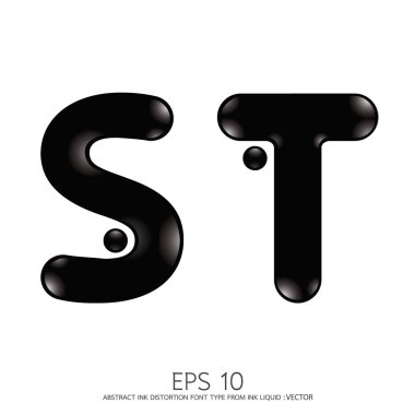 bozulma mürekkep alfabesi harfleri vektör