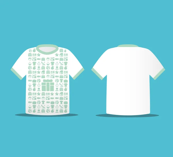 Μοντέρνο μαλακό χρώμα t-shirt σχεδιασμός με εικονίδια ψώνια — Διανυσματικό Αρχείο