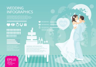Infographic düğün vektör set