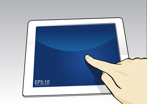 Mano sosteniendo un touchpad — Vector de stock