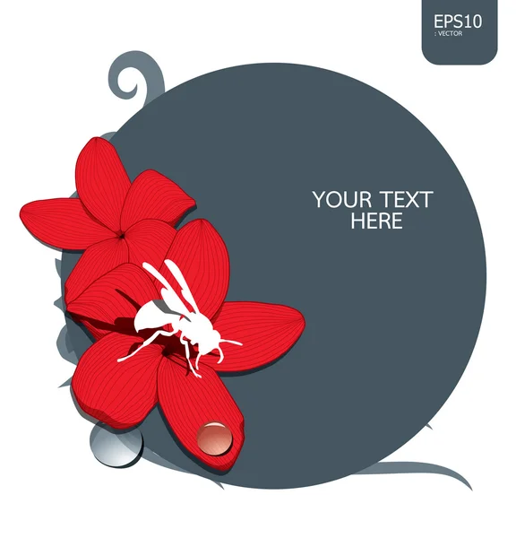 Красный цветок с вектором насекомых — стоковый вектор