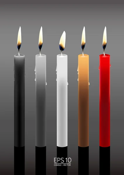 矢量蜡烛用火 — 图库矢量图片