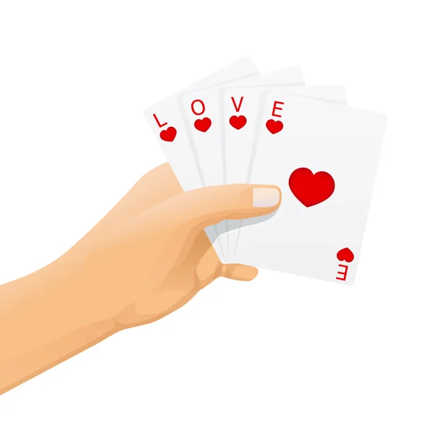 Main avec vecteur cartes d'amour — Image vectorielle