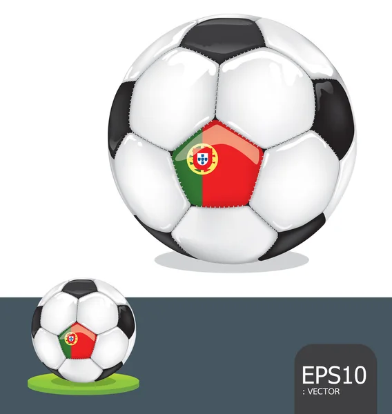 Bola de futebol portugal euro bandeira vetor — Vetor de Stock