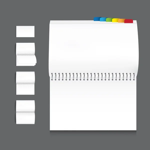 Kitap boş beyaz kağıt beyaz arka plan üzerinde toplanması — Stok Vektör