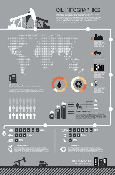 Набор инфографических элементов, Нефтяные иконки, вектор
