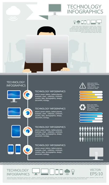 Infográfico conjunto de tecnologia vetorial computador —  Vetores de Stock