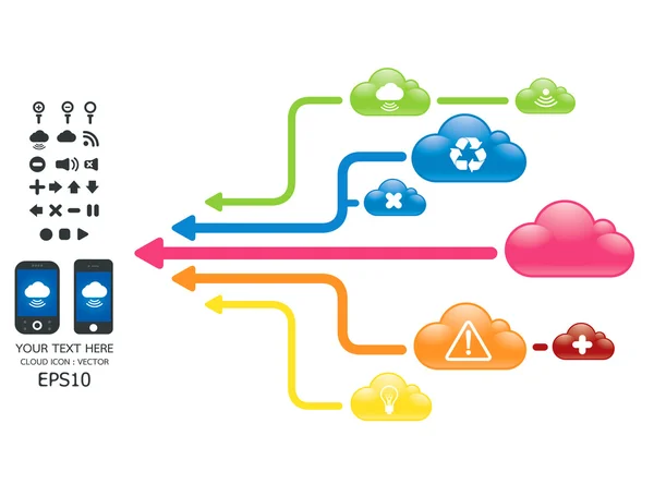 Telefon vektör ile bulut renk ok grafiği — Stok Vektör