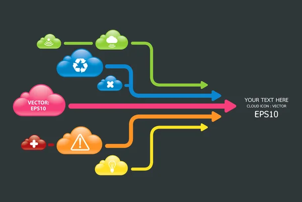 Cloud color arrow graph vector — Stock Vector