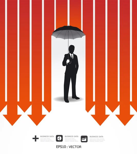 Бизнесмен в Umbrella креативных финансов безопасная идея / Вектор illu — стоковый вектор