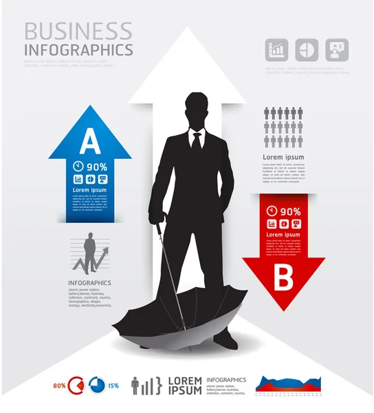 Infográficos Ilustração de negócios e financeira / vetorial. conce — Vetor de Stock