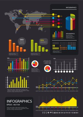 Infographics seti ve Bilgi Grafikleri vektörü