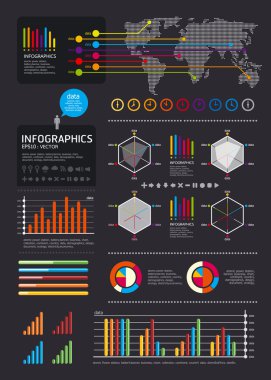 Infographics seti ve Bilgi Grafikleri vektörü