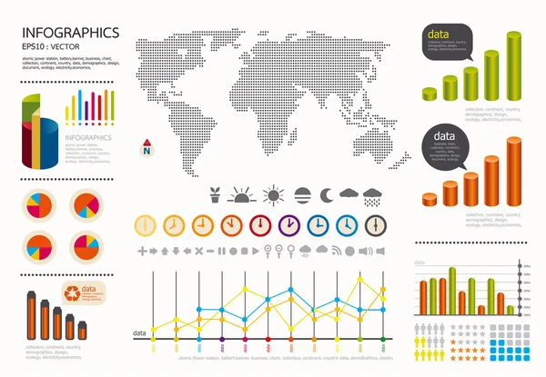 Set infografici e informazioni meteo mondo Grafica vettoriale s — Vettoriale Stock