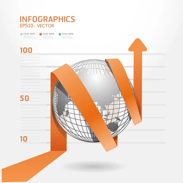 Infographic orange arrow diagram chart. Detailed / can be used f — Stock Vector