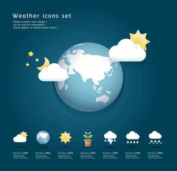 Ikony pogody nowoczesny kolor / mogą być używane do infografiki — Wektor stockowy
