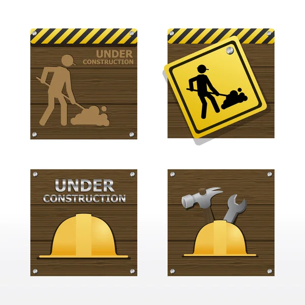 Beware traffic sign under construction vector set — Stock Vector