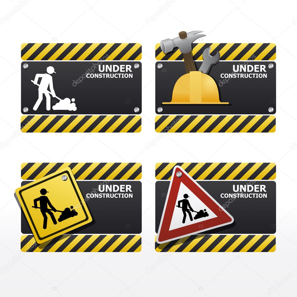beware traffic sign under construction vector set