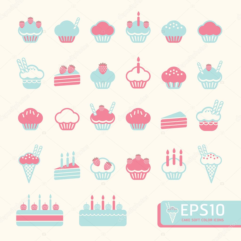 cup cake soft color . Vector illustration