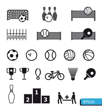 icons sports on black buttons