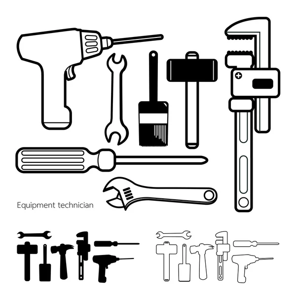 Hand tools icon set white background — Stockfoto