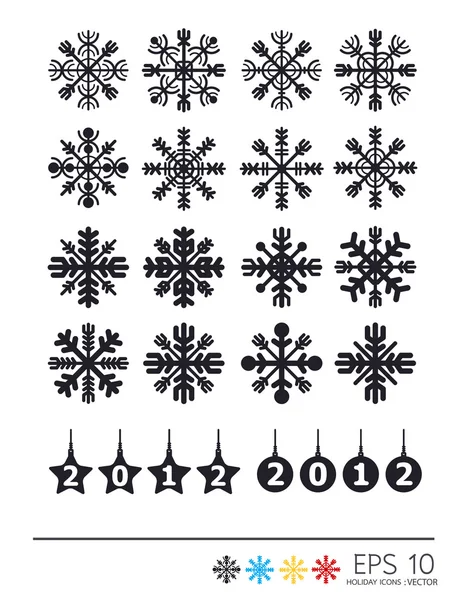 Des Jahres 2012 und Schneeflocken-Ikonen. — Stockfoto