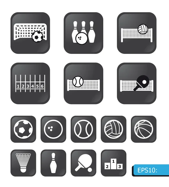 Sports icons on black buttons — 图库照片