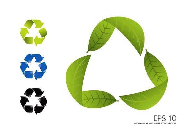 RECYLER LEAF AND WATER ICON — Stock Photo, Image