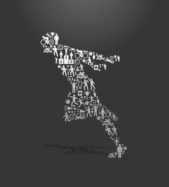 Elements are small icons sports make in active running man shape