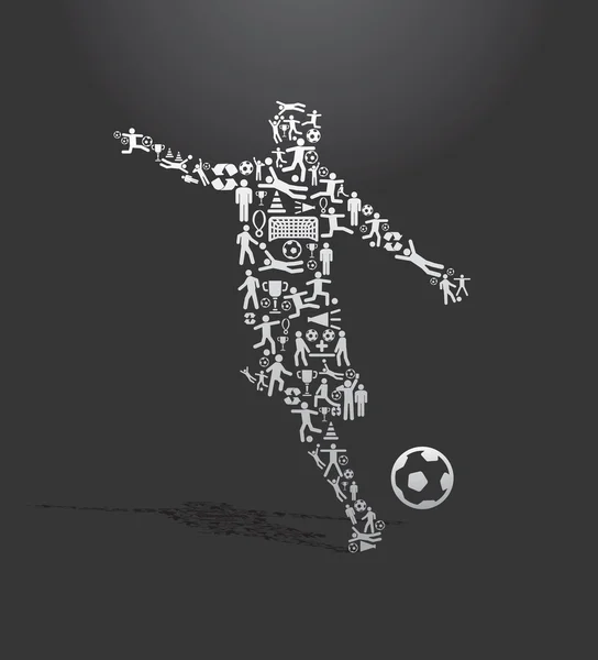 Les éléments sont de petites icônes sportives font dans le joueur de football actif sha — Photo