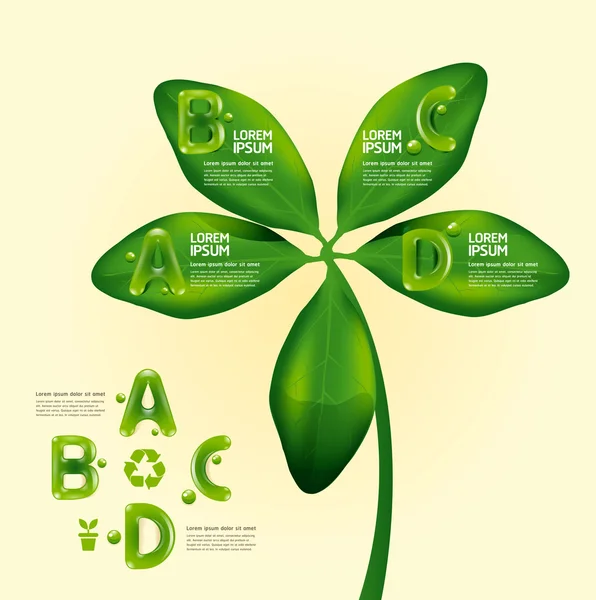 Infographic waterdruppel op blad aard concept, afbeelding of websi — Stockvector