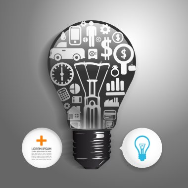 öğeleri küçük simgeler finans yapmak ampul düşünme kavram olan