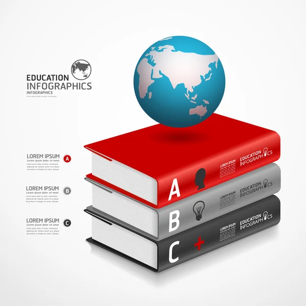 Moderne Infografik-Vorlage mit Buch- und Globus-Banner — Stockvektor