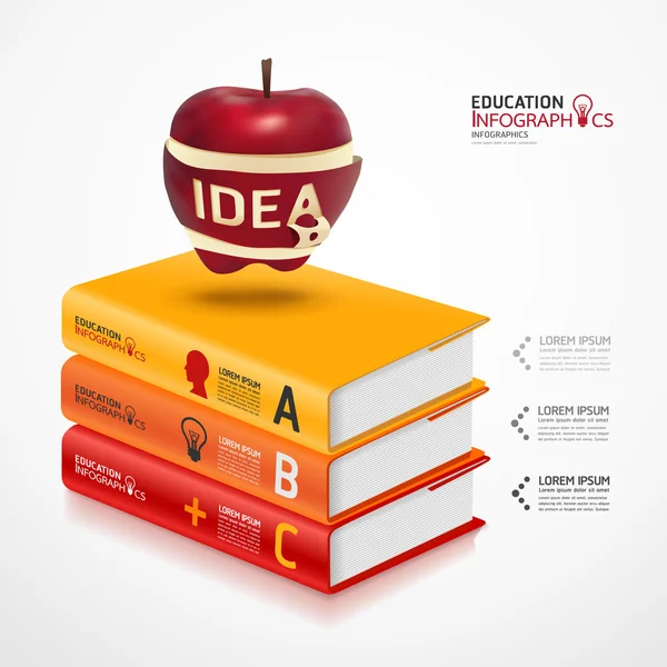 Moderne infographic sjabloon met boek en globe banner — Stockvector