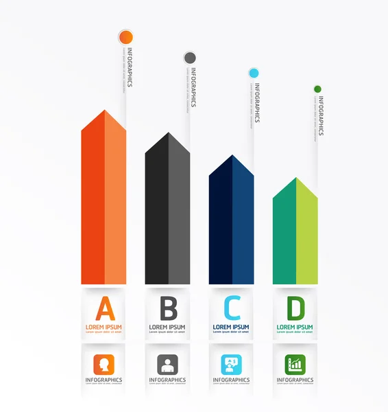 Modèle d'infographie de style minimaliste de conception moderne, peut être utilisé pour l'infographie, les bannières numérotées, les lignes de découpe horizontales, le vecteur graphique ou de mise en page de site Web — Image vectorielle